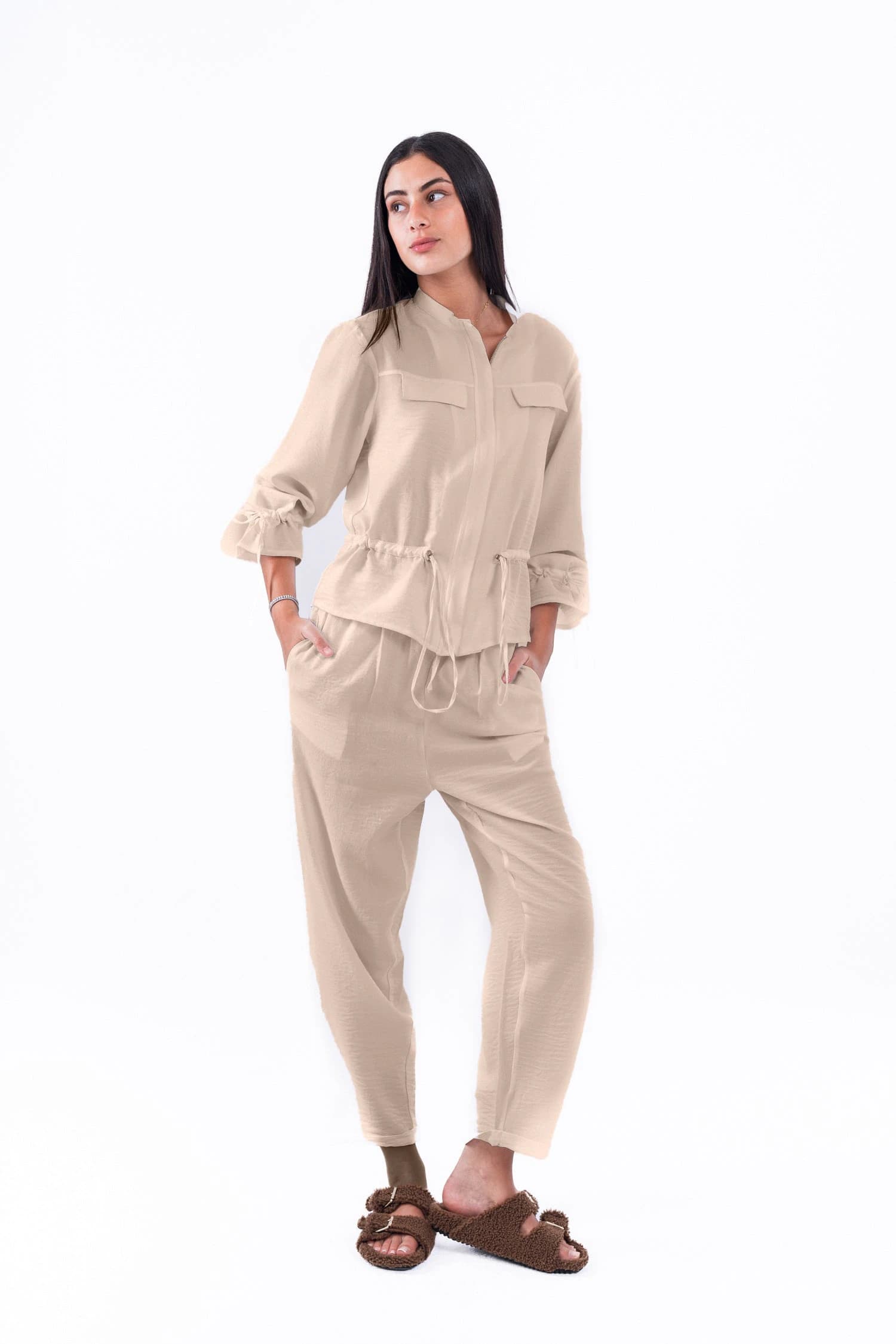 Virmo Relaxed Katan Chemise Light Sand thumbnail 4